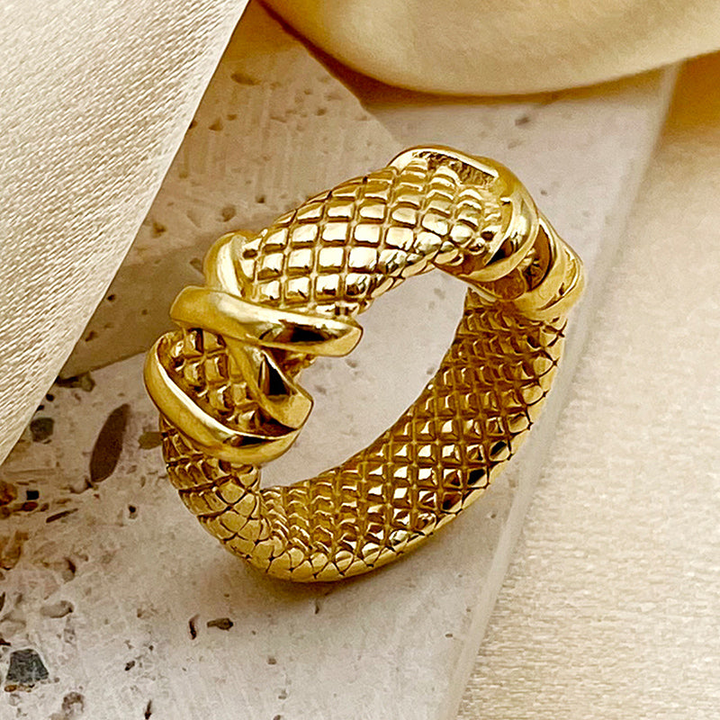 Elegant Roman Style Commute Snakeskin Stainless Steel Plating Gold Plated Rings