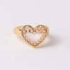 Elegant Vintage Style Circle Heart Shape Copper Plating Inlay Pearl Zircon Gold Plated Open Rings