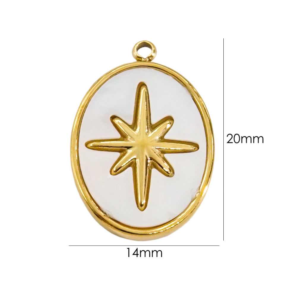 1 Piece 304 Stainless Steel Shell Diamond 14K Gold Plated Star Floral