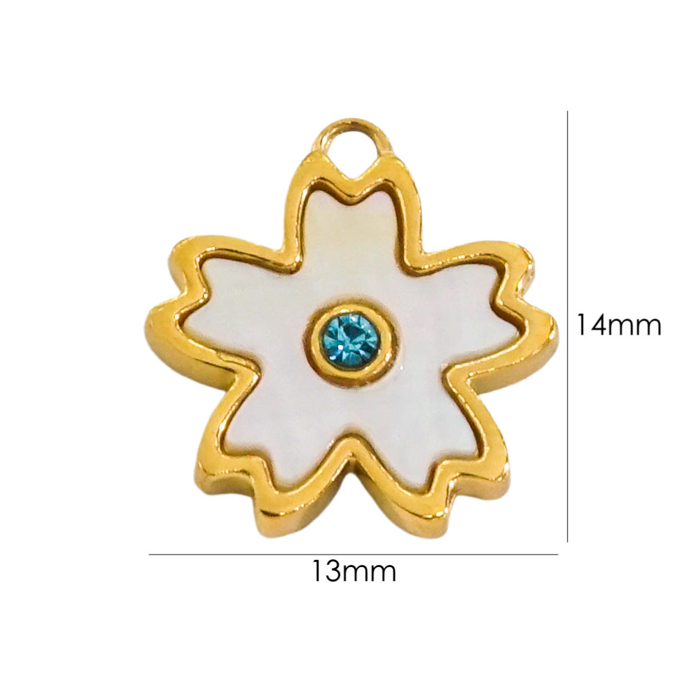 1 Piece 304 Stainless Steel Shell Diamond 14K Gold Plated Star Floral