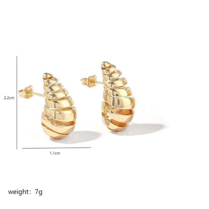 1 Pair Exaggerated Simple Style Water Droplets Spiral Stripe Polishing Plating Copper 18k Gold Plated Ear Studs