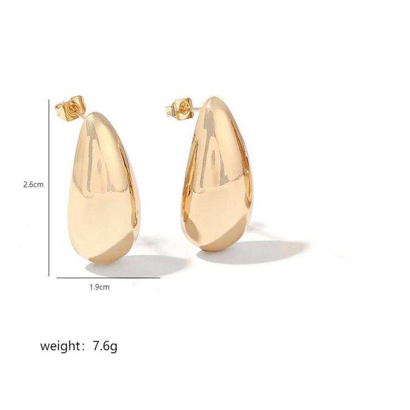 1 Pair Simple Style Water Droplets Polishing Plating Hollow Out Copper 18k Gold Plated Ear Studs