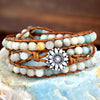 Vacation Ethnic Style Round Alloy Natural Stone Rope Beaded Braid Bracelets