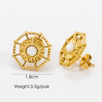 1 Pair Ig Style Simple Style Geometric Plating Inlay Stainless Steel Artificial Pearls Zircon Ear Studs