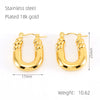 1 Pair Elegant Square Water Droplets Polishing Plating Stainless Steel 18k Gold Plated Earrings