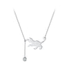 Casual Cute Little Bear Cat Butterfly Sterling Silver White Gold Plated Glass Zircon Necklace In Bulk