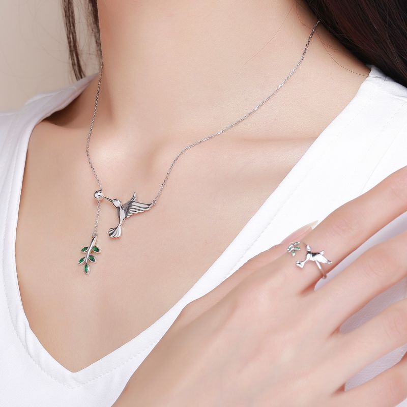 Casual Cute Little Bear Cat Butterfly Sterling Silver White Gold Plated Glass Zircon Necklace In Bulk