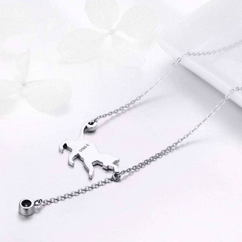 Casual Cute Little Bear Cat Butterfly Sterling Silver White Gold Plated Glass Zircon Necklace In Bulk