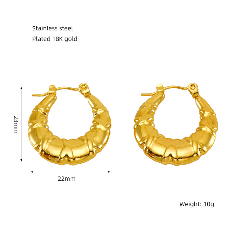 1 Pair Elegant Round Polishing Plating Stainless Steel 18k Gold Plated Earrings