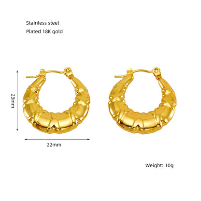 1 Pair Elegant Round Polishing Plating Stainless Steel 18k Gold Plated Earrings