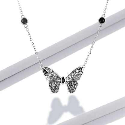 Casual Cute Little Bear Cat Butterfly Sterling Silver White Gold Plated Glass Zircon Necklace In Bulk