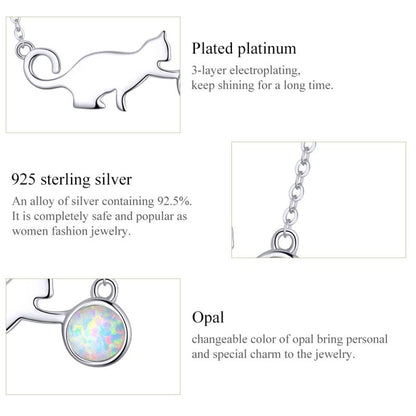 Casual Cute Little Bear Cat Butterfly Sterling Silver White Gold Plated Glass Zircon Necklace In Bulk