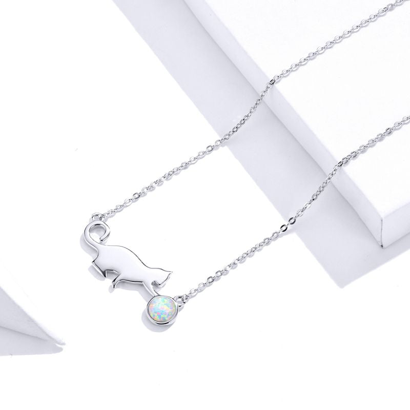 Casual Cute Little Bear Cat Butterfly Sterling Silver White Gold Plated Glass Zircon Necklace In Bulk