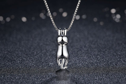 Casual Cute Little Bear Cat Butterfly Sterling Silver White Gold Plated Glass Zircon Necklace In Bulk