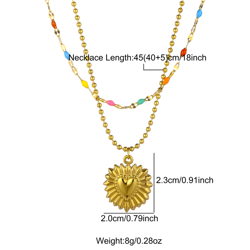 Luxurious Solid Color Stainless Steel Enamel Plating Inlay Zircon 18k Gold Plated Necklace