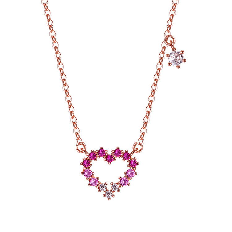 Simple Style Heart Shape White Copper Inlay Zircon Pendant Necklace