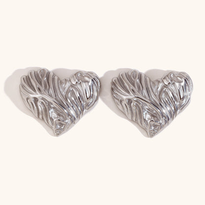 1 Pair Retro Lady Heart Shape Plating Stainless Steel Ear Studs