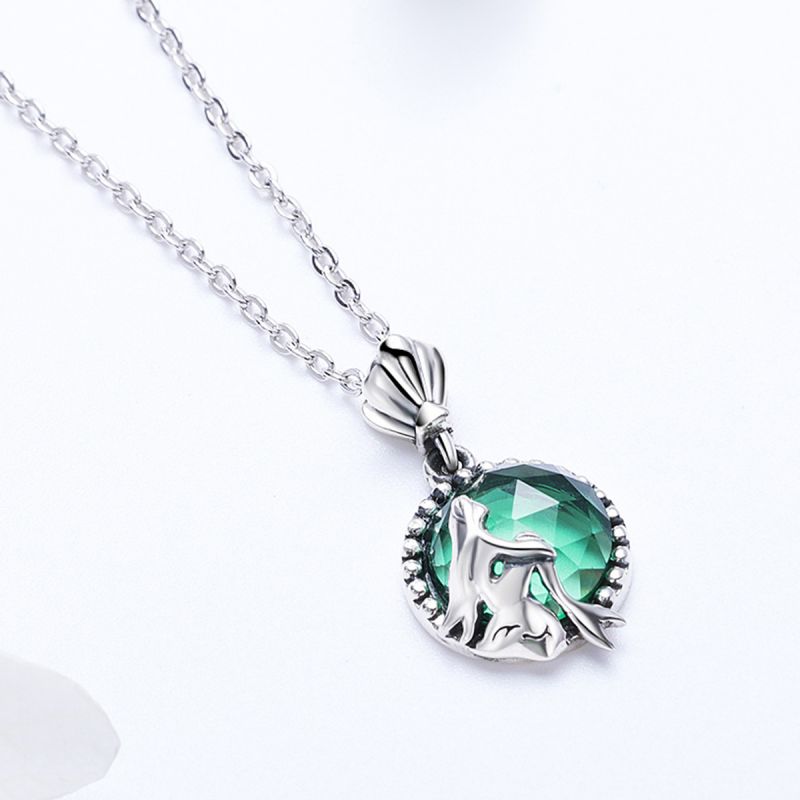 Casual Pumpkin Four Leaf Clover Skull Sterling Silver White Gold Plated Glass Zircon Necklace In Bulk