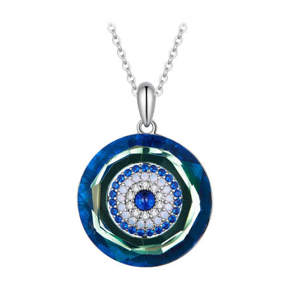 Casual Devil's Eye Hand Of Fatima Skull Sterling Silver White Gold Plated Glass Zircon Necklace In Bulk