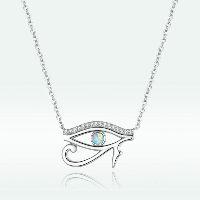 Casual Devil's Eye Hand Of Fatima Skull Sterling Silver White Gold Plated Glass Zircon Necklace In Bulk