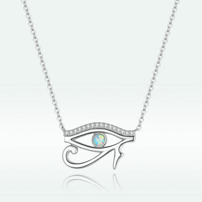 Casual Devil's Eye Hand Of Fatima Skull Sterling Silver White Gold Plated Glass Zircon Necklace In Bulk