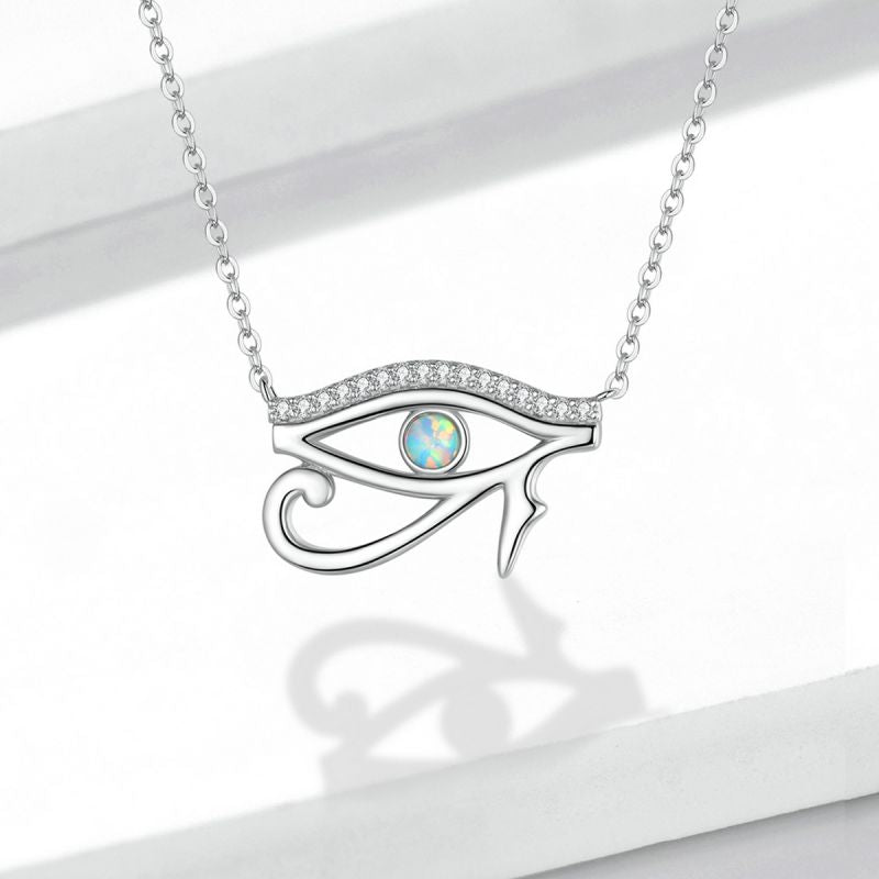 Casual Devil's Eye Hand Of Fatima Skull Sterling Silver White Gold Plated Glass Zircon Necklace In Bulk