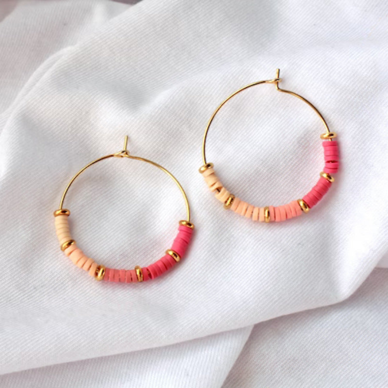 1 Pair Simple Style Round Beaded Metal Earrings