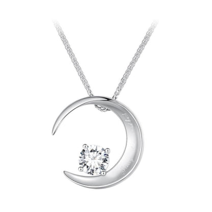 Casual Sun Moon Sterling Silver White Gold Plated Turquoise Zircon Necklace In Bulk