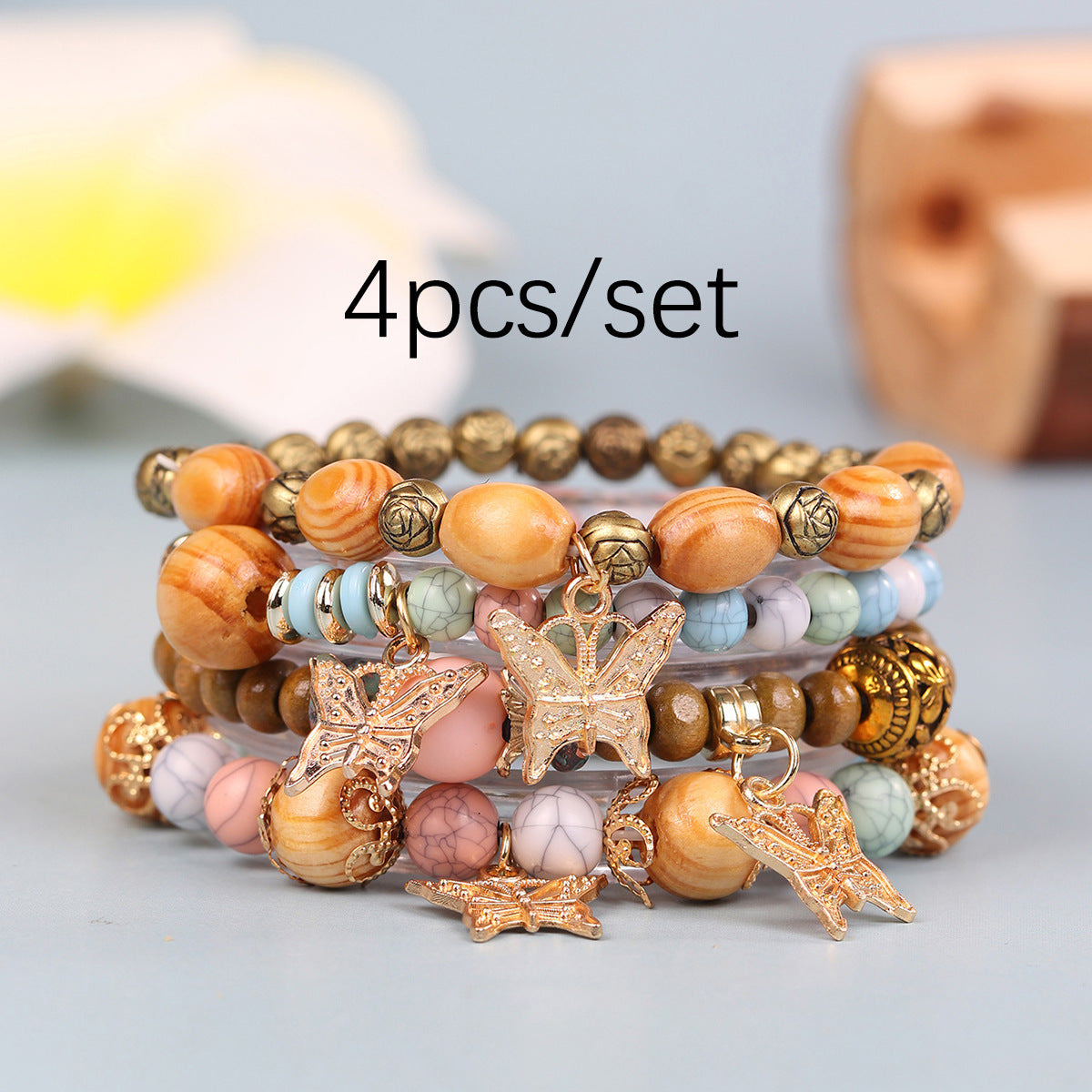 Bohemian Geometric Butterfly Wood Women's Bracelets