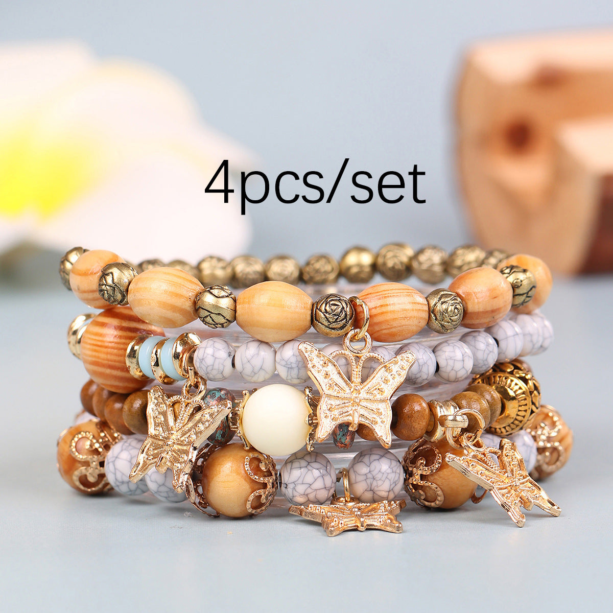 Bohemian Geometric Butterfly Wood Women's Bracelets