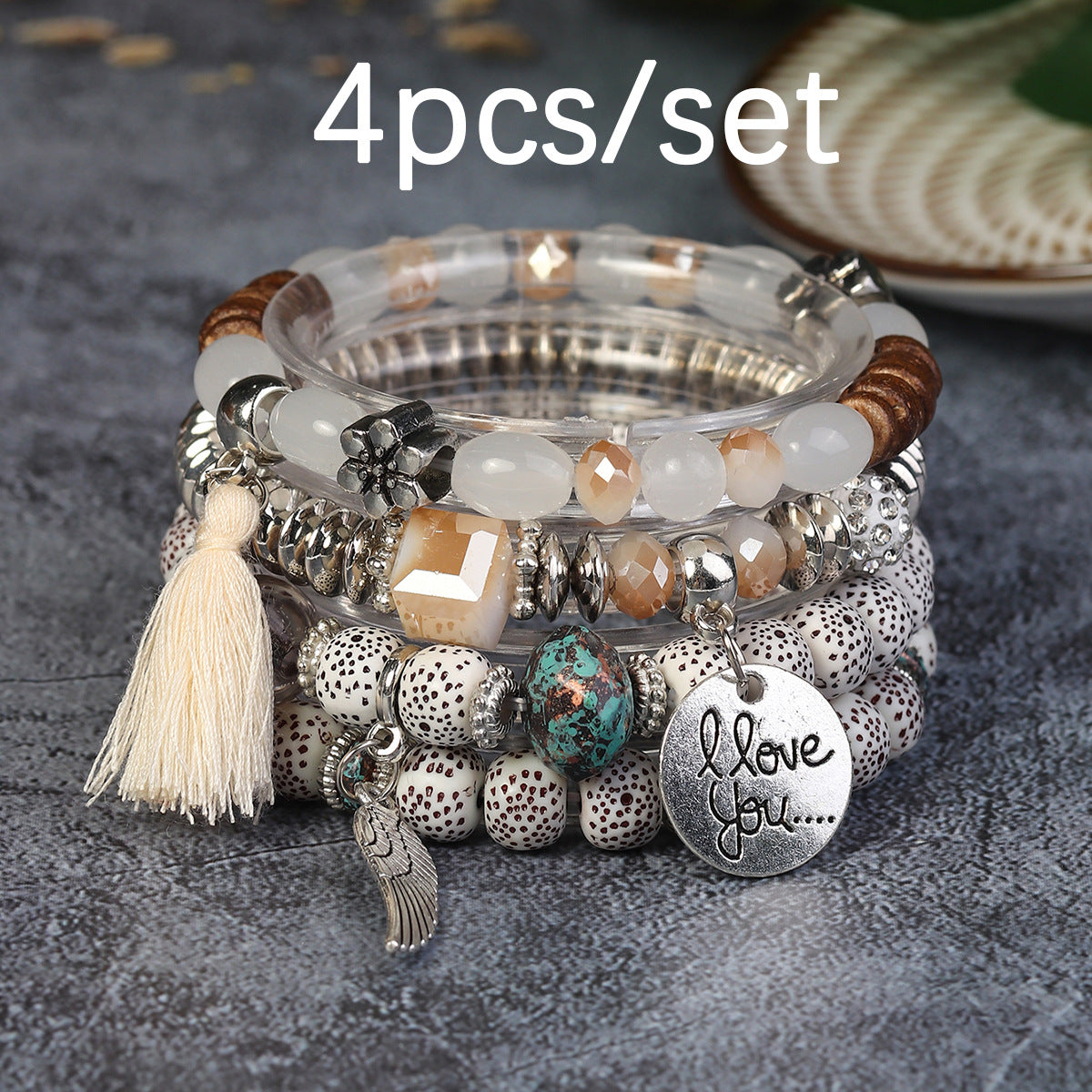 Bohemian Geometric Feather Arylic Glass Women's Bracelets