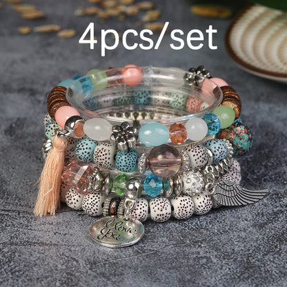 Bohemian Geometric Feather Arylic Glass Women's Bracelets