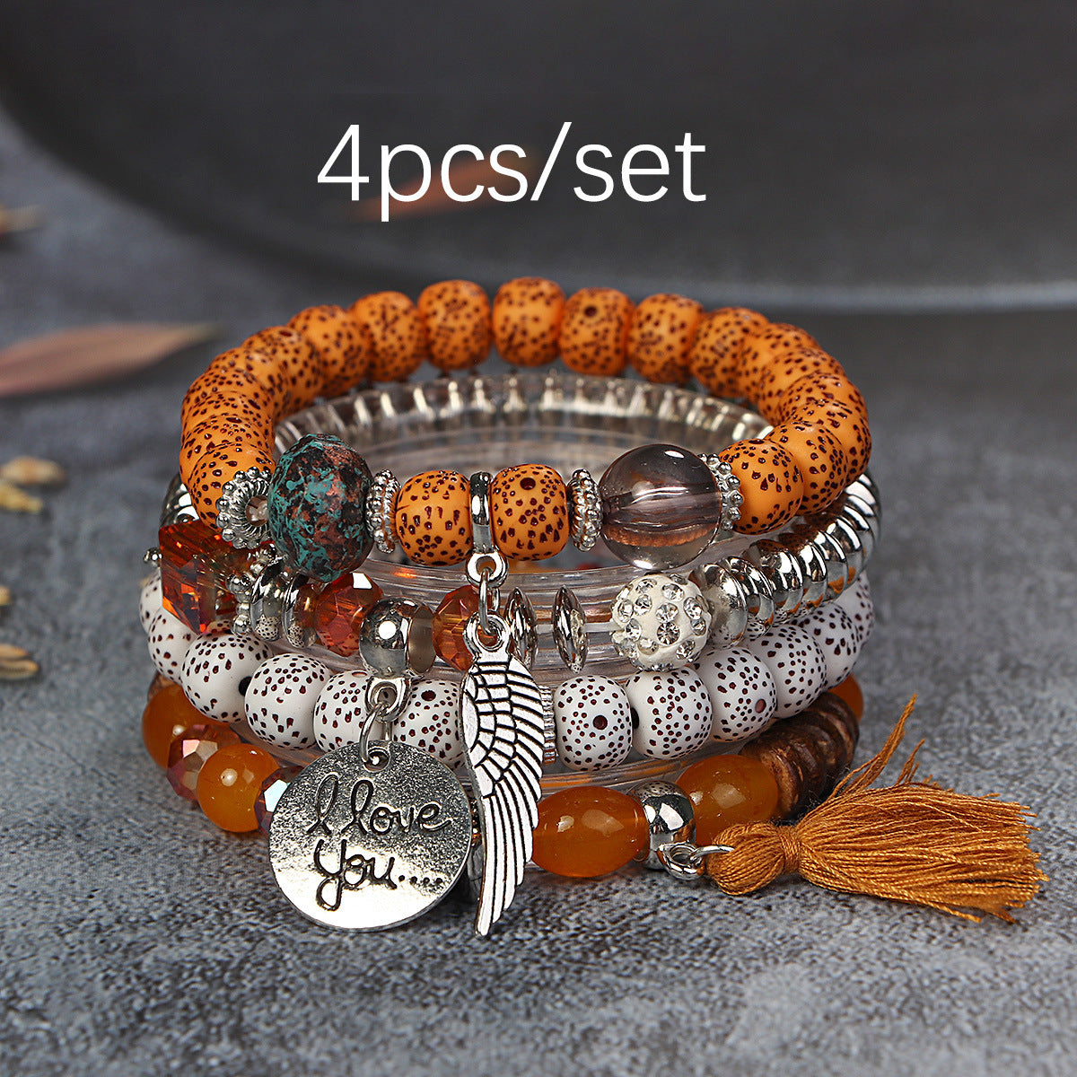 Bohemian Geometric Feather Arylic Glass Women's Bracelets