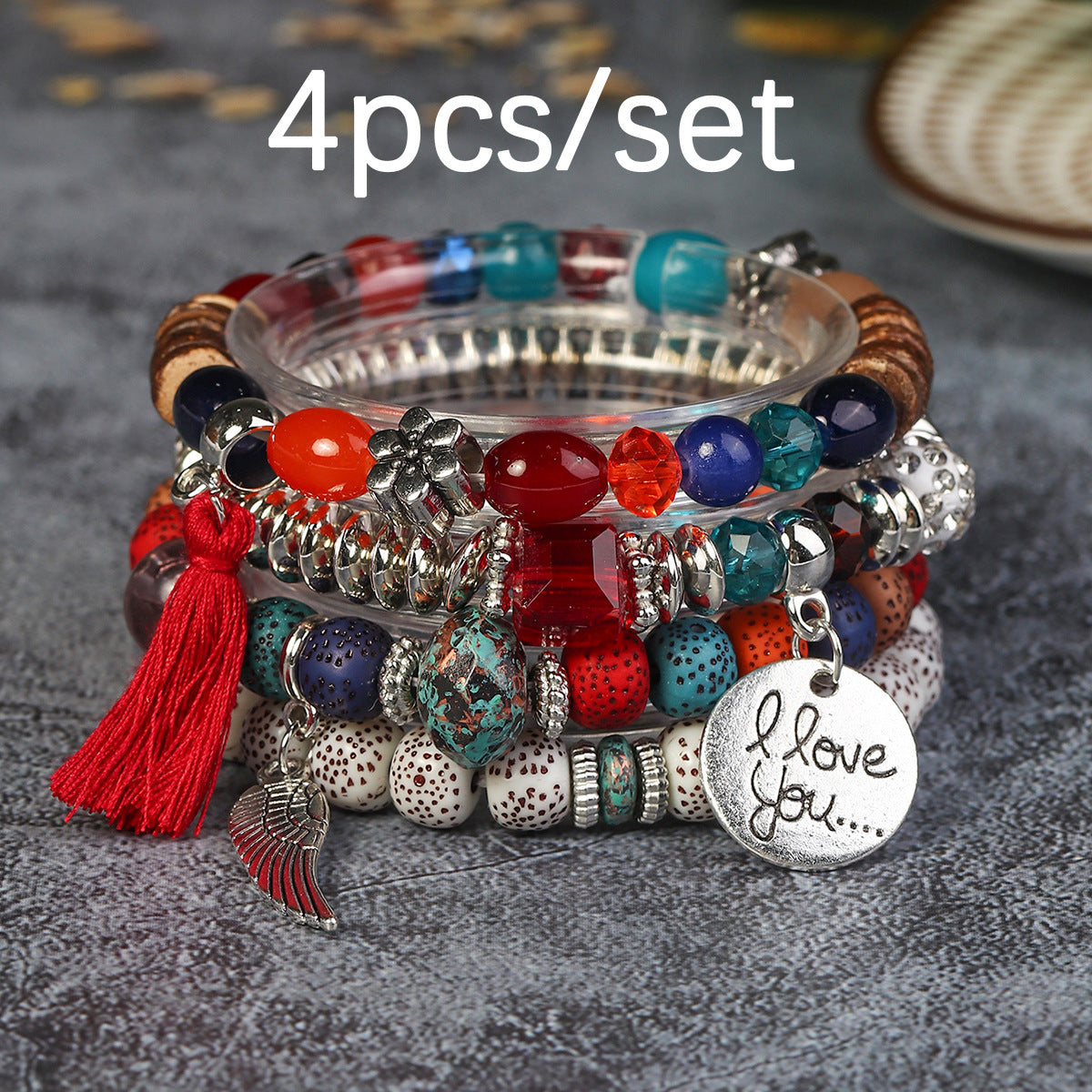 Bohemian Geometric Feather Arylic Glass Women's Bracelets