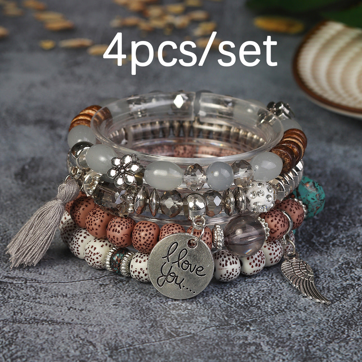 Bohemian Geometric Feather Arylic Glass Women's Bracelets