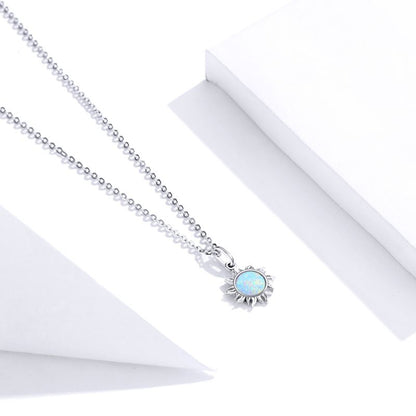 Casual Sun Moon Sterling Silver White Gold Plated Turquoise Zircon Necklace In Bulk