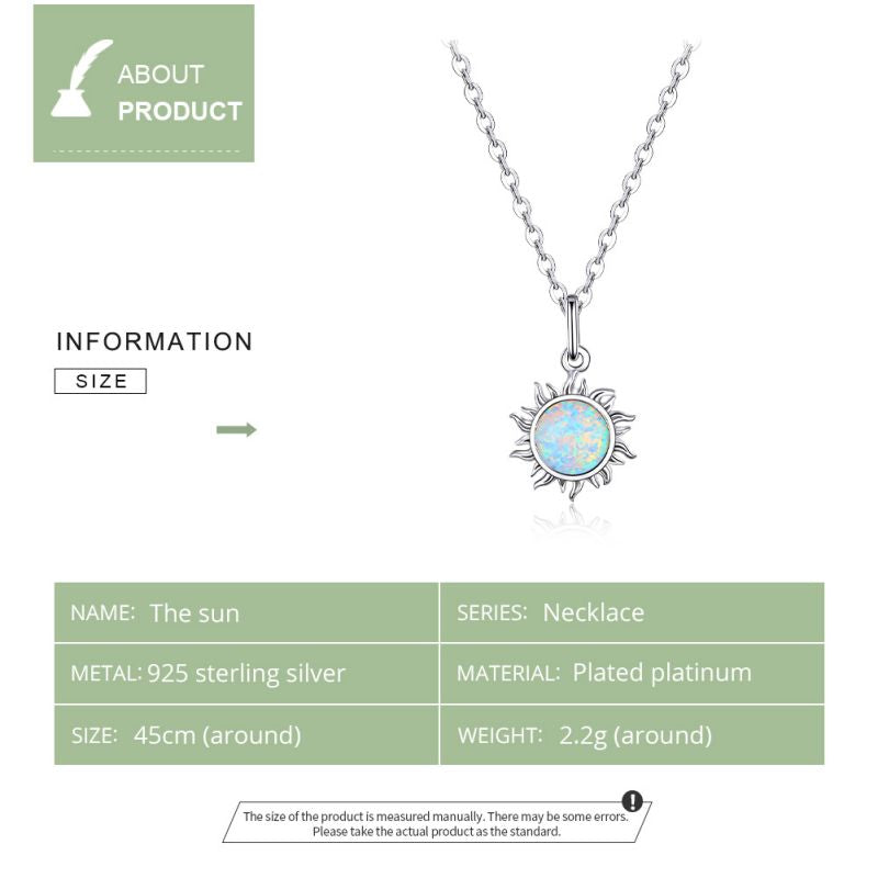 Casual Sun Moon Sterling Silver White Gold Plated Turquoise Zircon Necklace In Bulk