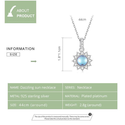 Casual Sun Moon Sterling Silver White Gold Plated Turquoise Zircon Necklace In Bulk