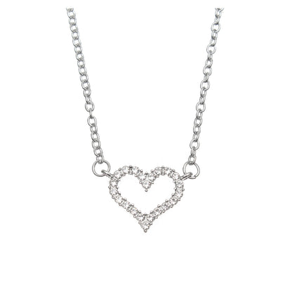 Vintage Style Heart Shape Stainless Steel Plating Inlay Rhinestones Pendant Necklace