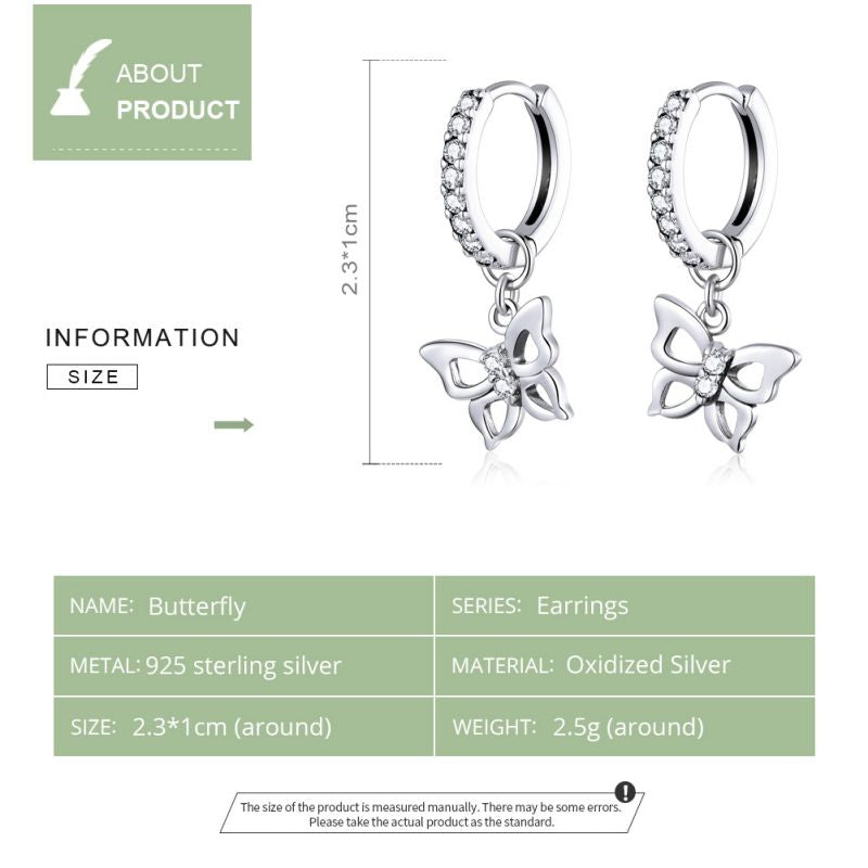 1 Pair Cute Sweet Dragonfly Butterfly Plating Inlay Sterling Silver Zircon Drop Earrings