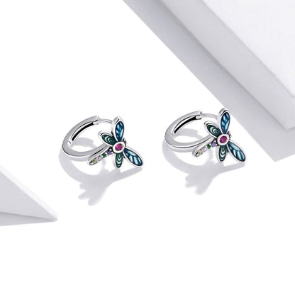 1 Pair Cute Sweet Dragonfly Butterfly Plating Inlay Sterling Silver Zircon Drop Earrings