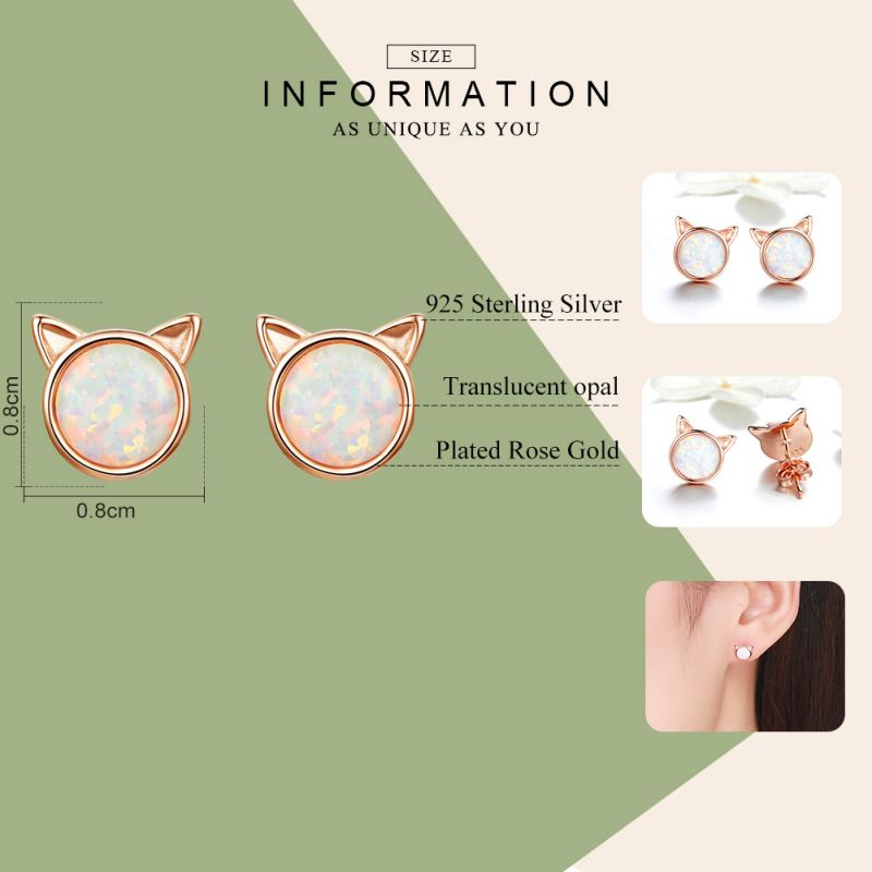 1 Pair Cute Simple Style Paw Print Cat Inlay Sterling Silver Zircon Ear Studs