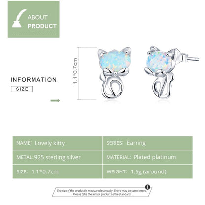 1 Pair Cute Simple Style Paw Print Cat Inlay Sterling Silver Zircon Ear Studs