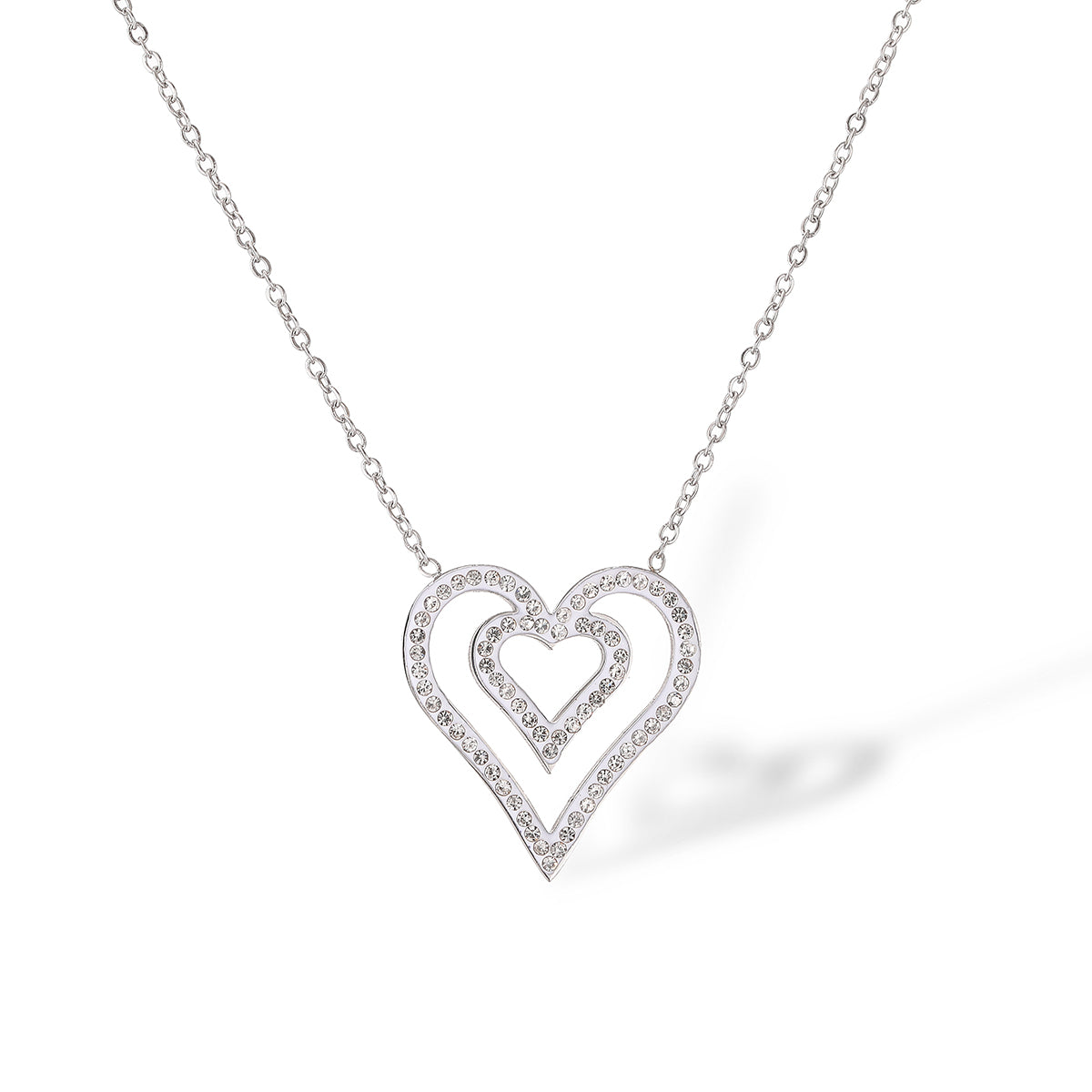 Simple Style Heart Shape Titanium Steel Plating Inlay Zircon 18k Gold Plated Pendant Necklace