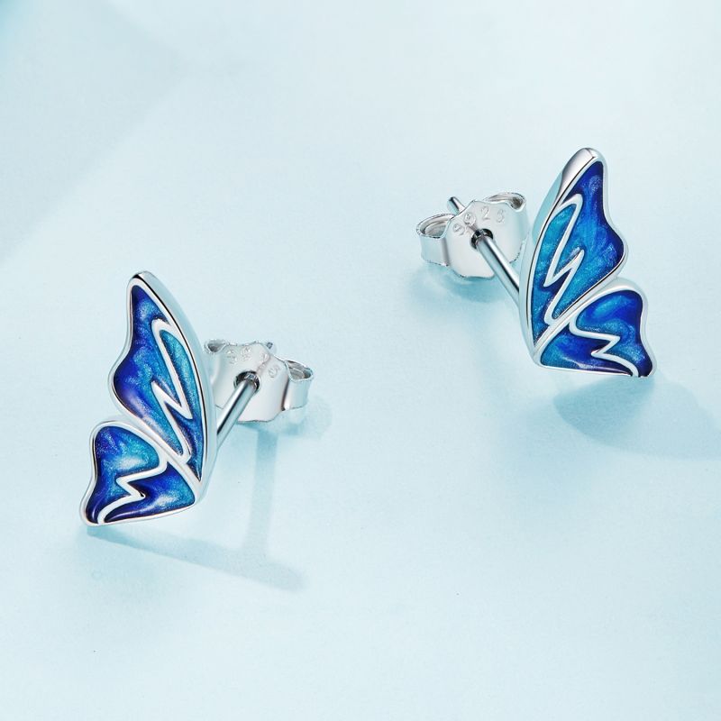 1 Pair Cute Sweet Pumpkin Cat Butterfly Sterling Silver Ear Studs