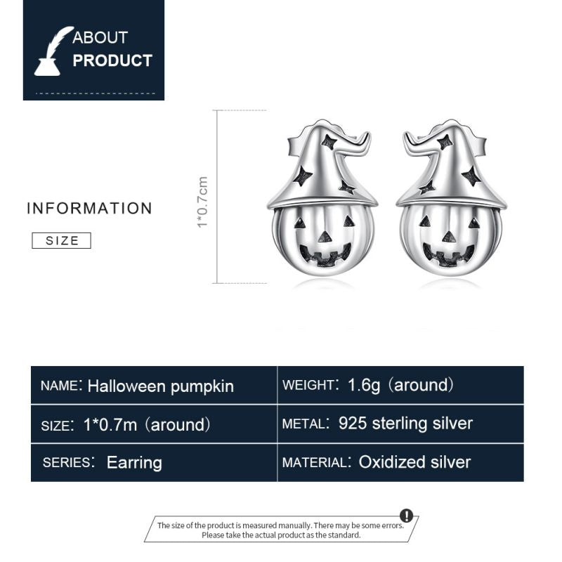 1 Pair Cute Sweet Pumpkin Cat Butterfly Sterling Silver Ear Studs