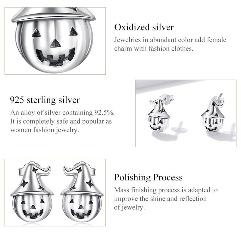 1 Pair Cute Sweet Pumpkin Cat Butterfly Sterling Silver Ear Studs