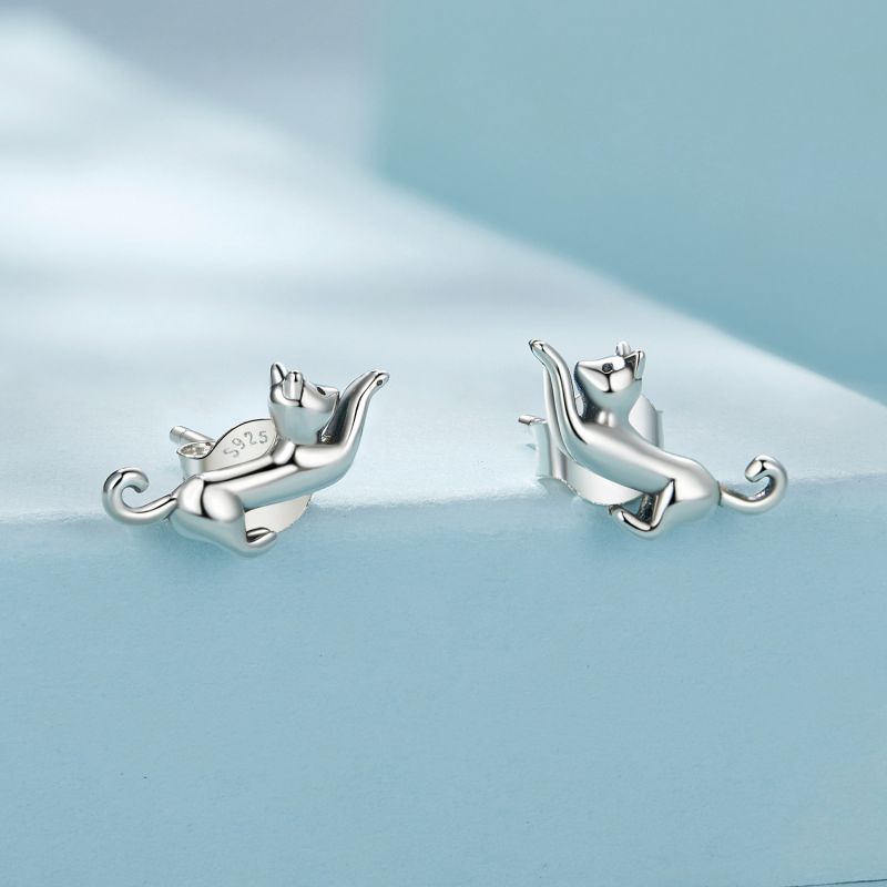 1 Pair Cute Sweet Pumpkin Cat Butterfly Sterling Silver Ear Studs