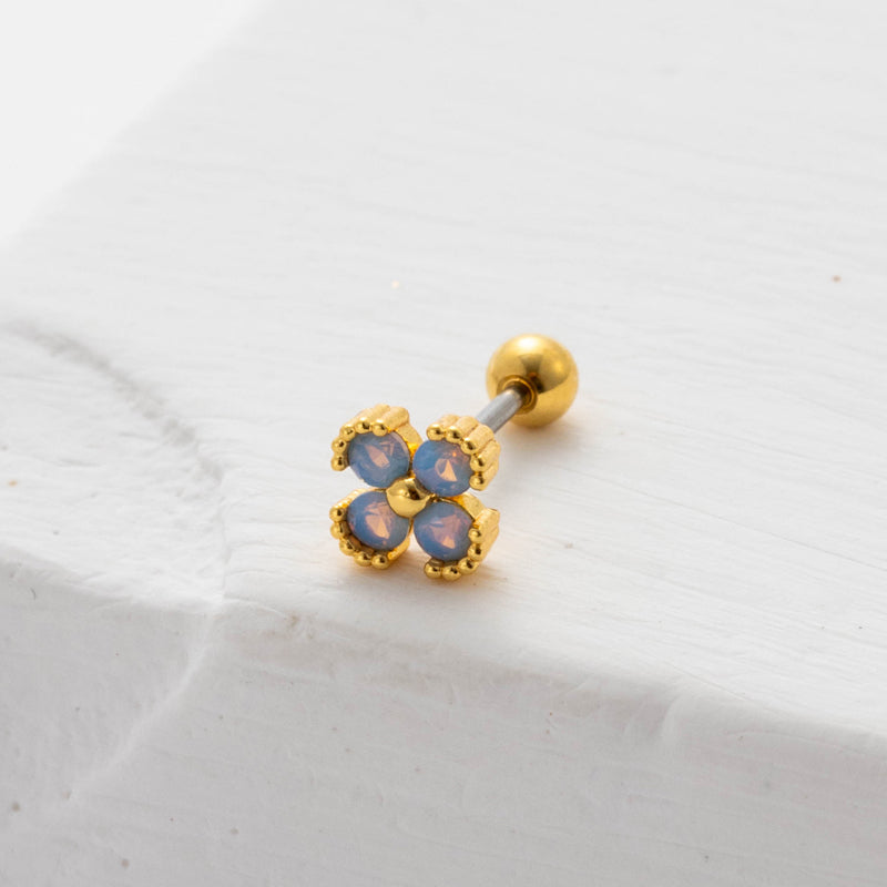 1 Piece Sweet Simple Style Flower Plating Inlay Stainless Steel Zircon 18k Gold Plated Cartilage Earrings