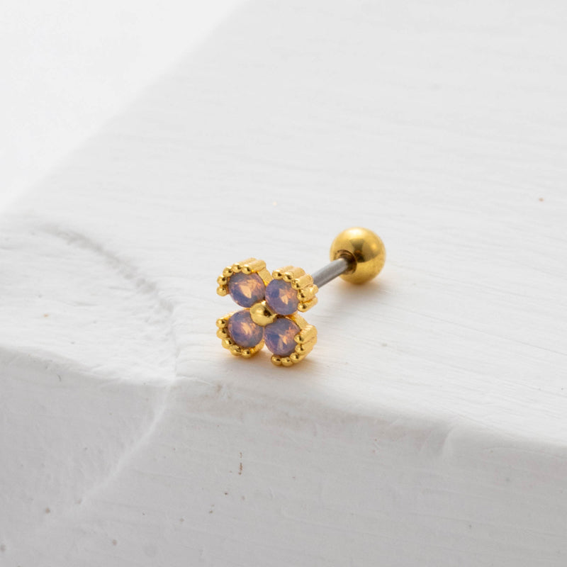 1 Piece Sweet Simple Style Flower Plating Inlay Stainless Steel Zircon 18k Gold Plated Cartilage Earrings